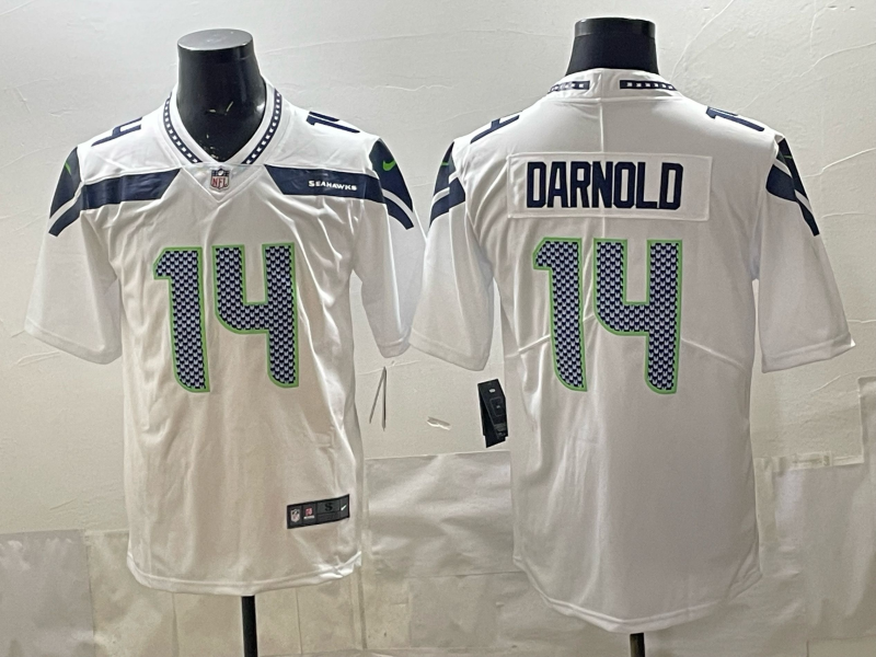 Men 2026 Seattle Seahawks #14 Darnold White Nike Limited NFL Jersey 003